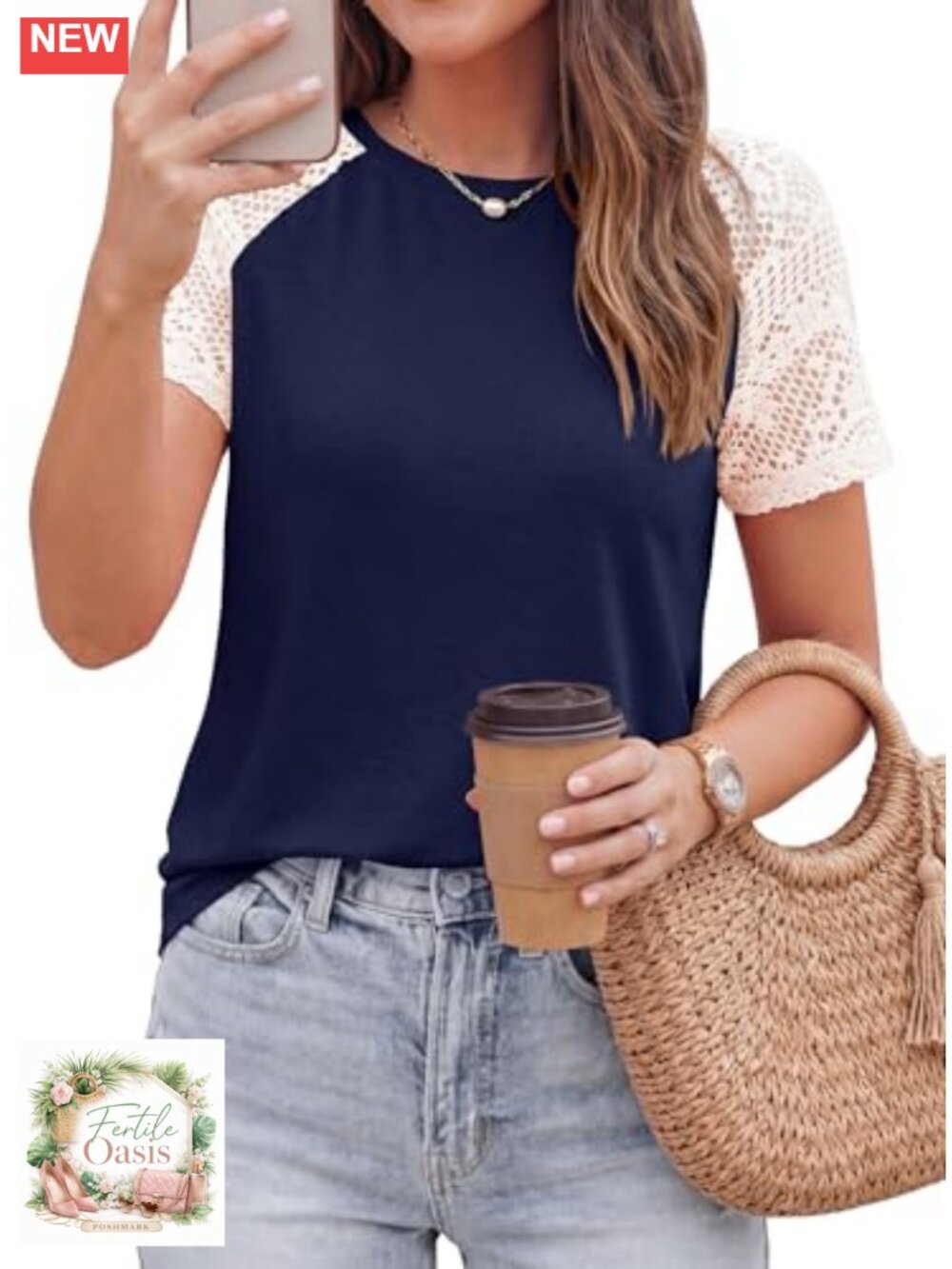Casual Raglan Lace Short Sleeve T-Shirt